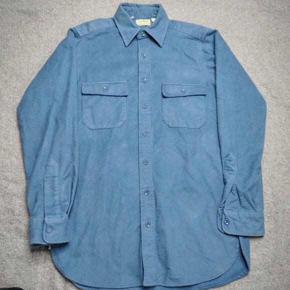 Vintage LL Bean Chamois Cloth Shirt Size Large Tall Blue Pastel Made In USA - Picture 2 of 8